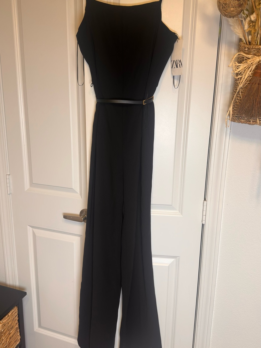 Zara Black Sleeveless Wide-Leg Jumpsuit with Belt / BNWT